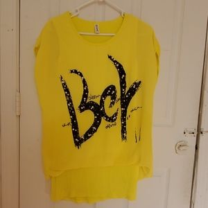 Long Yellow Graphics Top